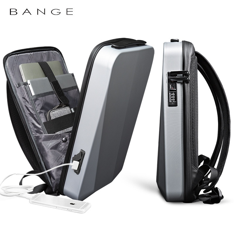 BANGEBusiness Backpack Men's Plastic Hard Shell Computer Bag Men's Backpack Waterproof Usb Backpack