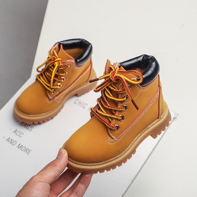 Children's Genuine Leather Martin Boots Spring And Autumn Short Boots Girls Fashionable Single Boots Boys Small Yellow Boots Children's Shoes