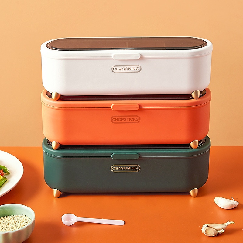 Light Luxury Transparent Drain Chopstick Cage Transparent Visible Moisture-proof Dust-proof Tableware Storage Box Kitchen Chopstick Box With Lid