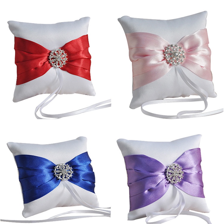 Vertical Flower Knot Multicolor Diamond Ring Pillow Bridal Ring Pillow Western Wedding Supplies Holiday Gift Valentine's Day Gift