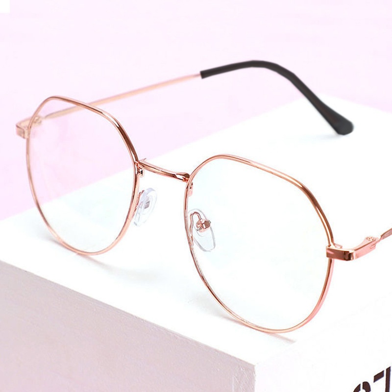 Polygonal Anti-blue Light Myopia Glasses Net Celebrity Non-degree Flat Glasses Men And Women The Metal Glasses Frame