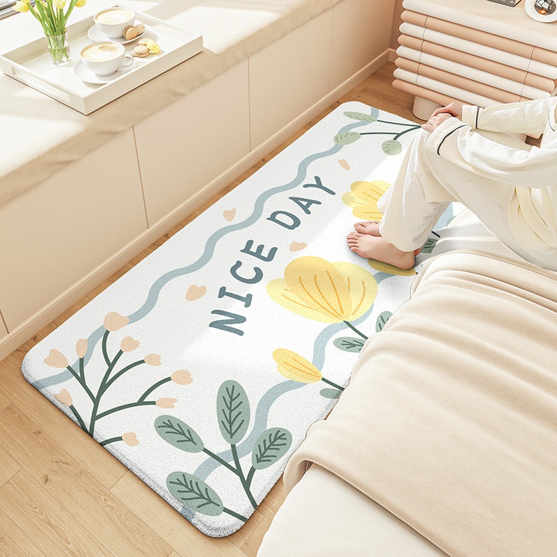 Small Fresh Bedroom Lambskin Long Strip Floor Mat Carpet Home Cartoon Room Bedside Blanket Thick Plush Bay Window Mat