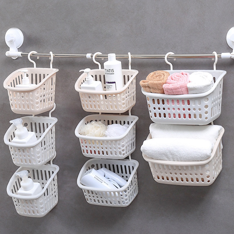 Hanging Storage Basket Bathroom Hanging Basket Household Plastic Kitchen Bathroom Bath Basket Storage Basket Wall-mounted Storage Basket