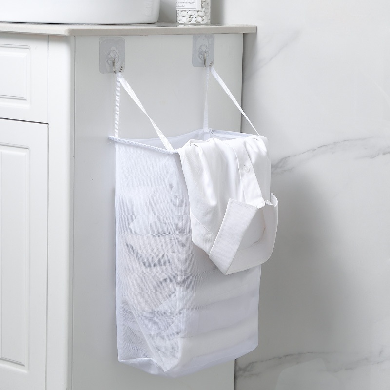 White Wall-mounted Dirty Clothes Basket Bathroom Sticky Dirty Clothes Storage Basket Bathroom Simple Laundry Basket Dirty Clothes Basket