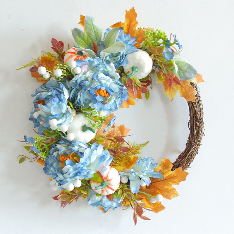 Harvest Festival Peony Pumpkin Wreath Simulation Flower Home Decoration Outdoor Courtyard Atmosphere Dead Branch Wreath