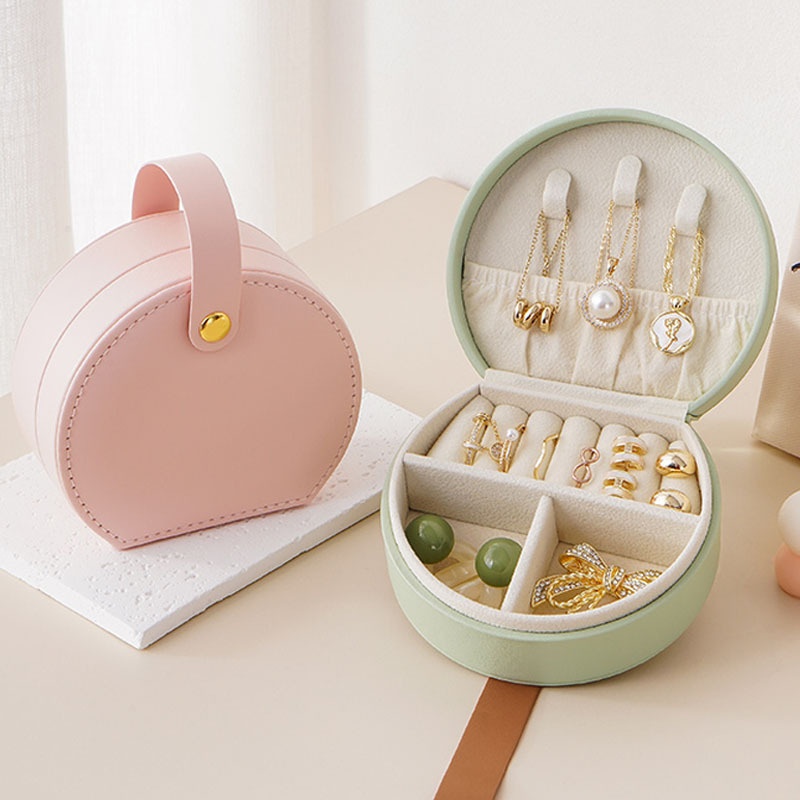 Jewelry Storage Box Solid Color Portable Handbag Earring Earring Ring Travel Jewelry Box Children's Jewelry Box