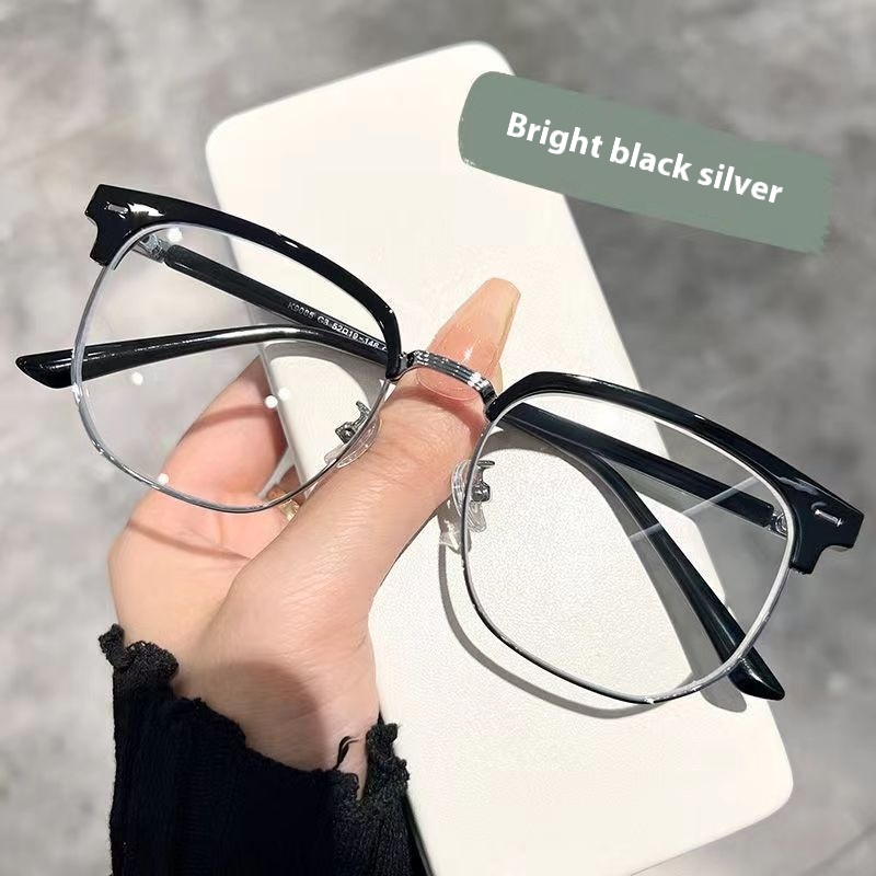 Artistic Style Myopia Glasses Anti-blue Light Men's Students Ultra-light Spring Comfortable Half-frame Glasses Frame Women's