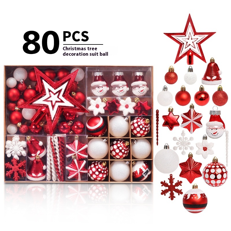 Product Christmas Decorations Tree Top Star Christmas Ball Painted Gift Box Set Christmas Tree Ornaments