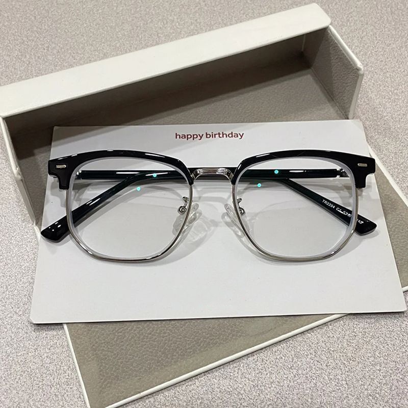 Men's Myopia Glasses European And American Style Anti-blue Light Optical Flat Glasses Metal Half-frame Glasses Frame