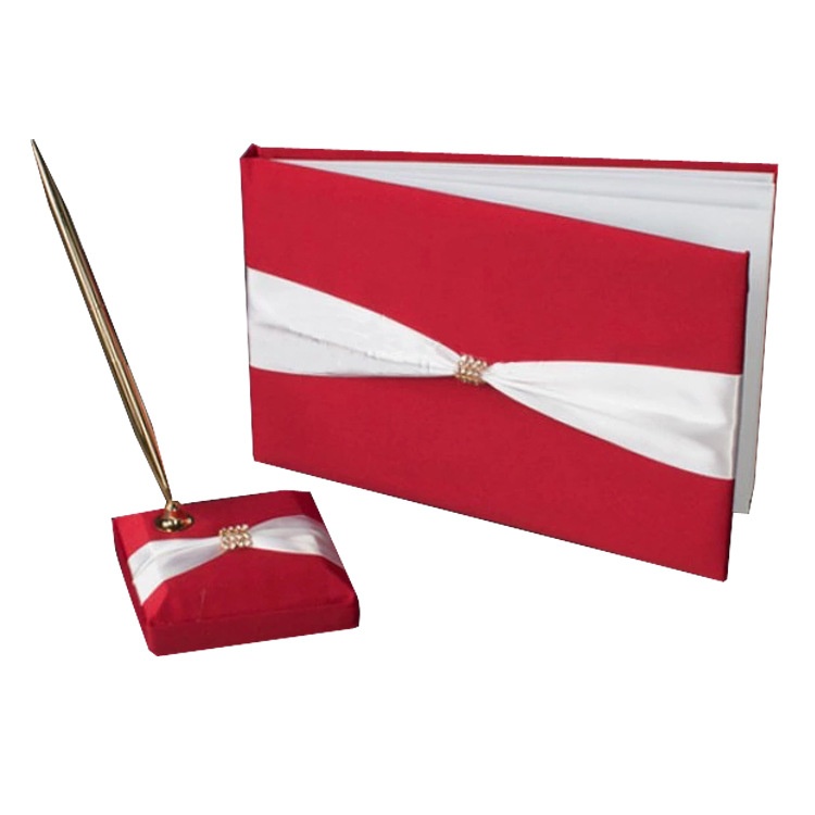 Red And White Claw Chain Sign-in Book+Pen Holder Wedding Supplies Western-style Wedding Exported To Europe And America Western-style Wedding Party Use