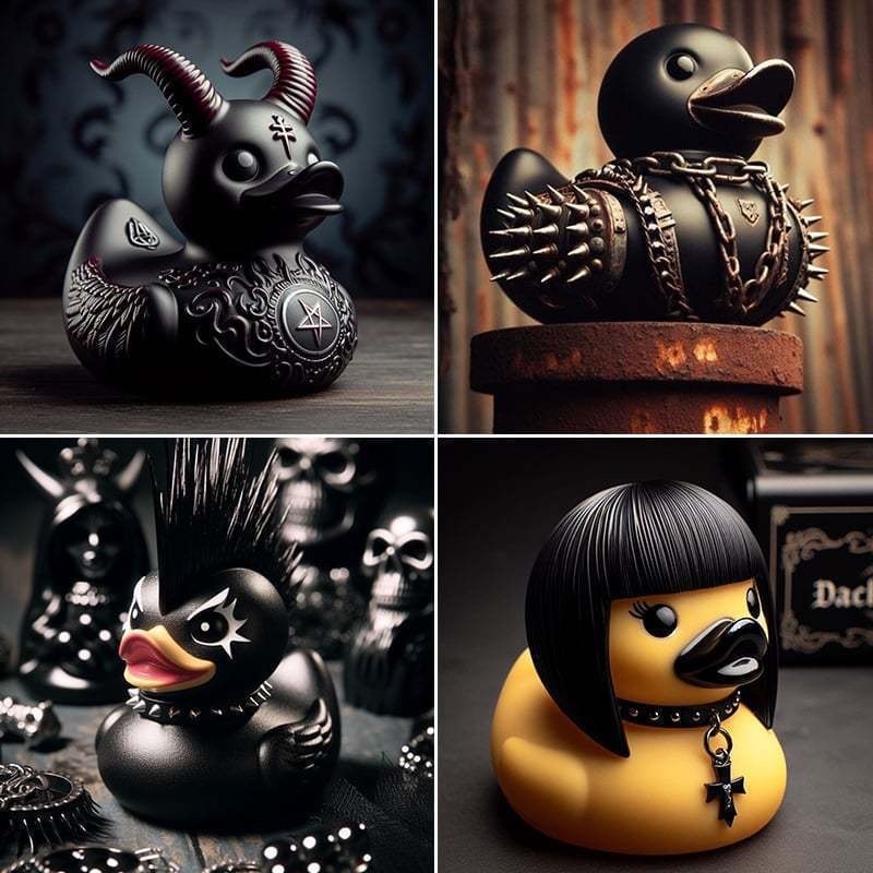 Duckieville Duck Satan Duck Punk Duck Death Rock Duck Lady Valentina Duck Goth