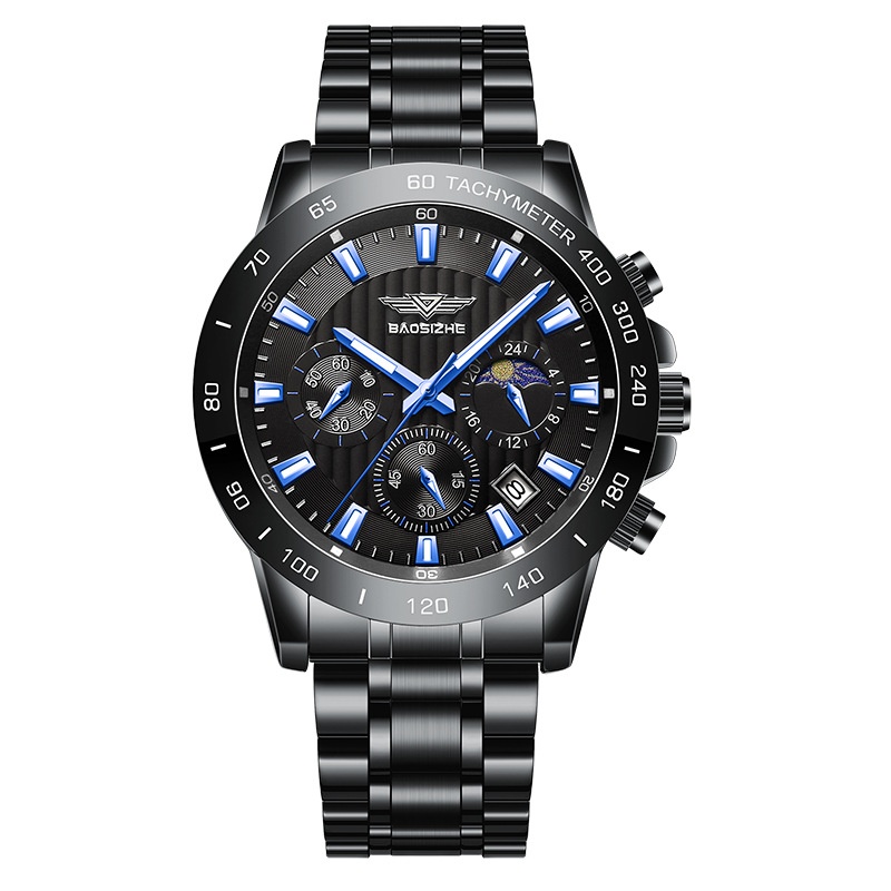Men's Multifunctional Blue Needle Steel Strap Men's Watches