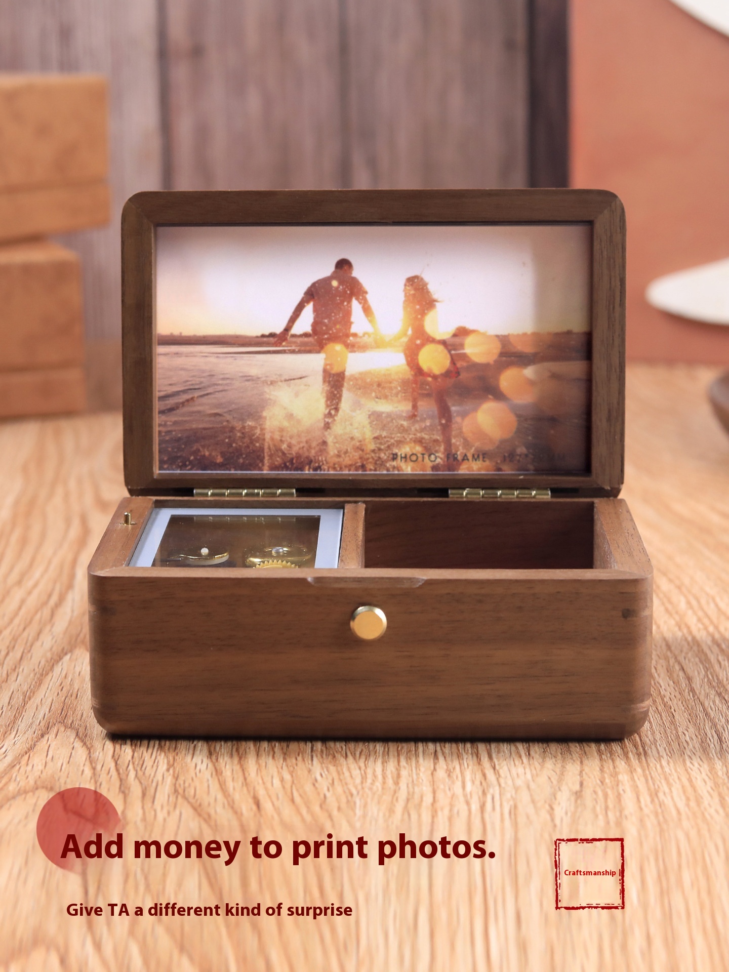 DIYPrinted Photo Wooden Jewelry Box Music Box Christmas Birthday Gift For Female Girlfriends Creative Music Box