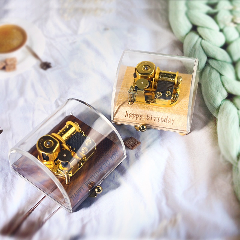DIYArched Transparent Acrylic Music Box Creative Music Box For Girls Gift Can Be Engraved With Words And Pictures To Choose Songs