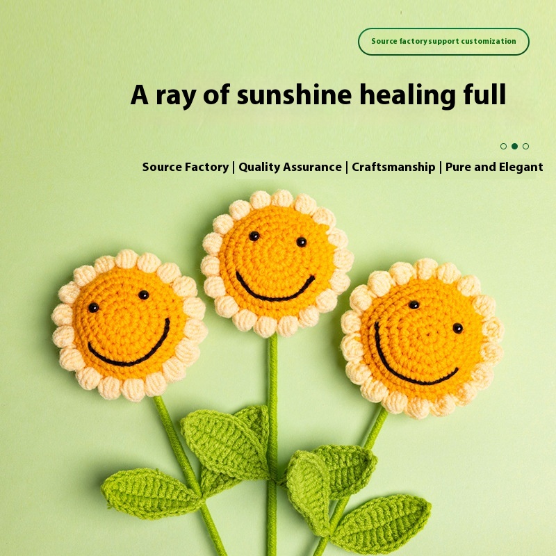 Smiling Face Sunflower Finished Hand-woven Bouquet Finished Eternal Flower Teacher's Day Children's Day Gift Night Market Stall