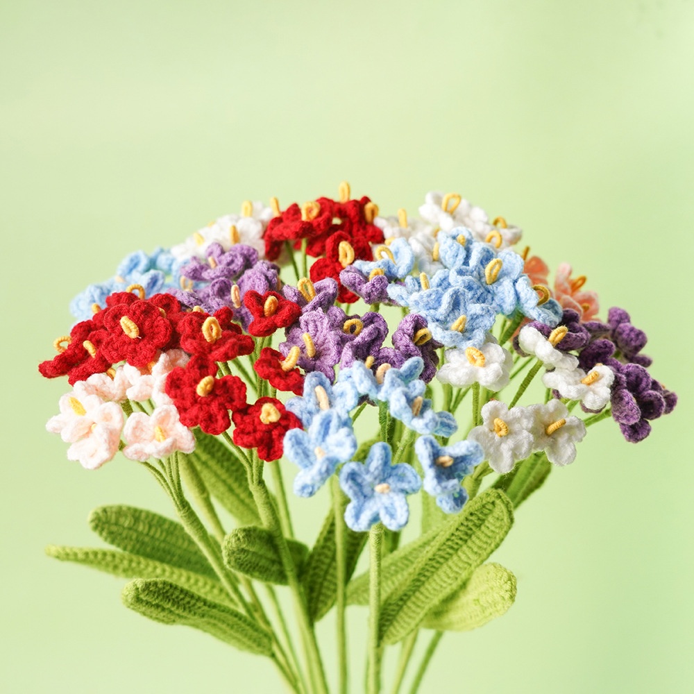 Finished Product Dery Wool Flower Hydrangea Forget-me-not Single Pure Hand-woven Crocheted Simulation Flower Holiday Gift For People