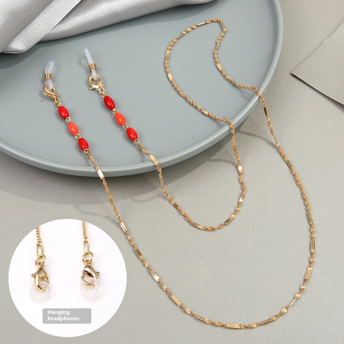 KJJapanese And Korean Ruby Exquisite Gold Chain Detachable Glasses Chain Mask Chain Airpod Earphone Anti-lost Chain