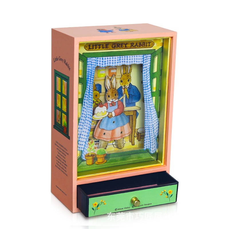 Creative Little Gray Rabbit Peripheral Music Box Children's Boy And Girl Birthday Gift Clown Music Box Children's Day Send Children