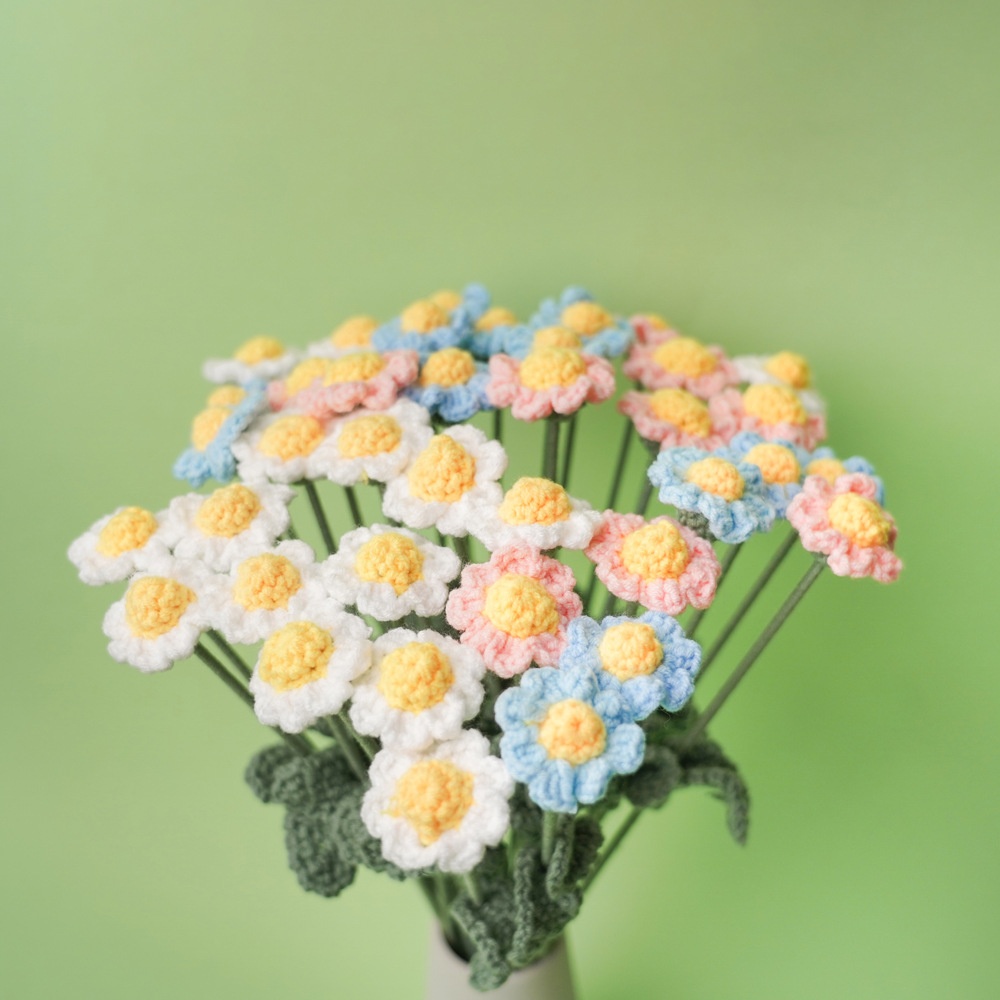Finished Small Daisy Hand-woven Bouquet Wool Diy Send Girlfriend Girlfriend Graduation Gift Simulation Flowers