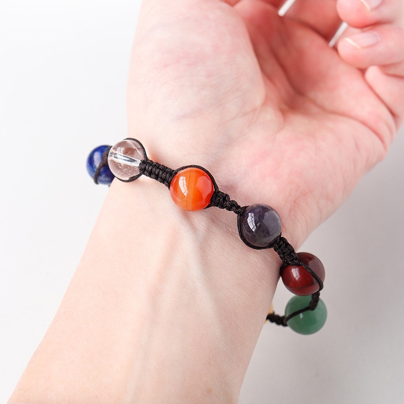 Specializes In Seven-color Crystal Ore Round Beads Diy Braided Bracelet Female Amethyst Raw Stone Bracelet