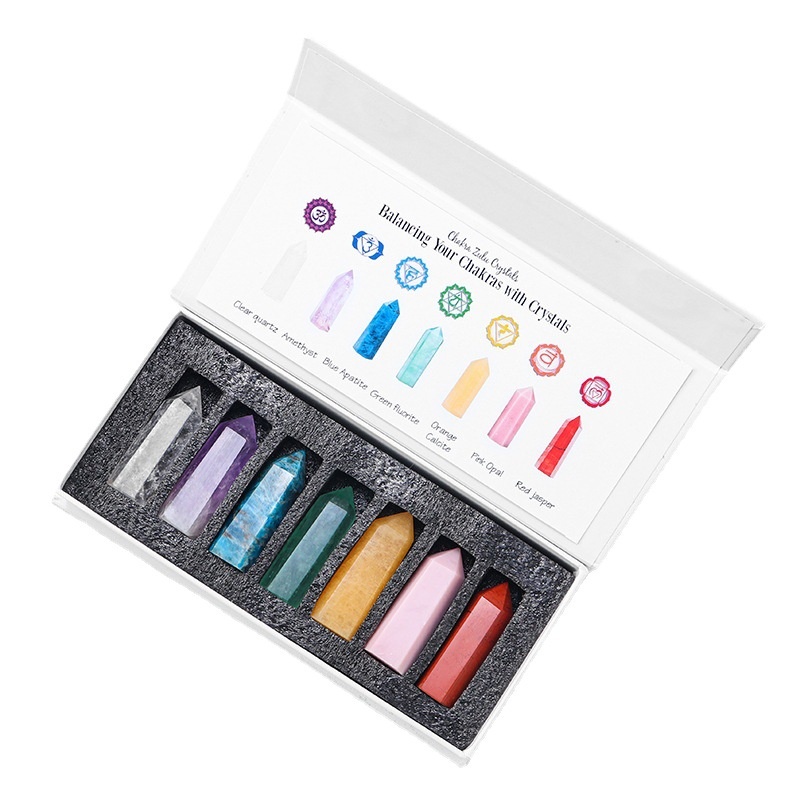 Natural Crystal Column Crystal Raw Stone Ore Specimen Diy Single Pointed Hexagonal Column Box Children's Gift