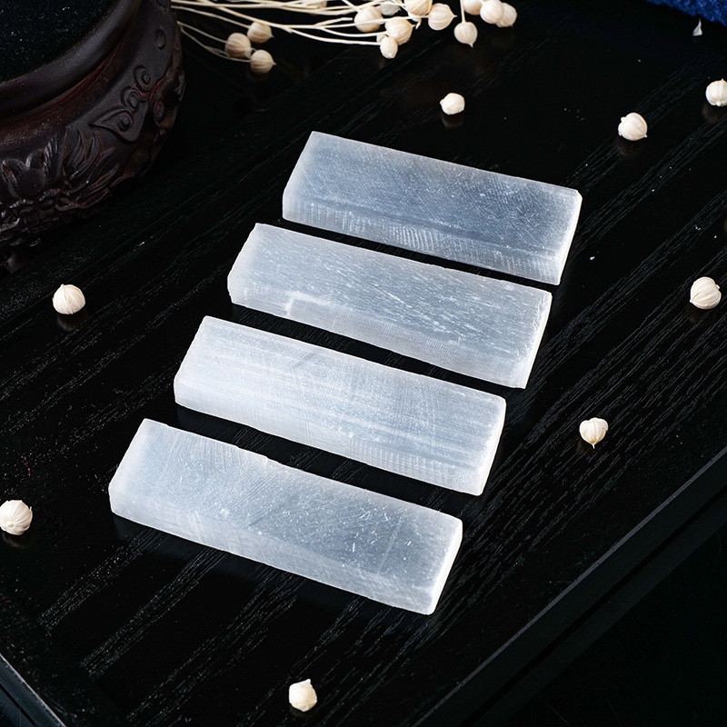 Nitrite Transparent White Crystal Gypsum Raw Stone Stick Cat's Eye Gypsum Stick Home Decoration Ornaments