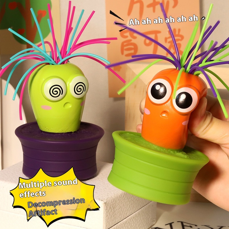 Pulling Hair Carrot Toy Pull Hair Will Scream Carrot Toy Decompression Toy Children Doll Ornaments Desktop