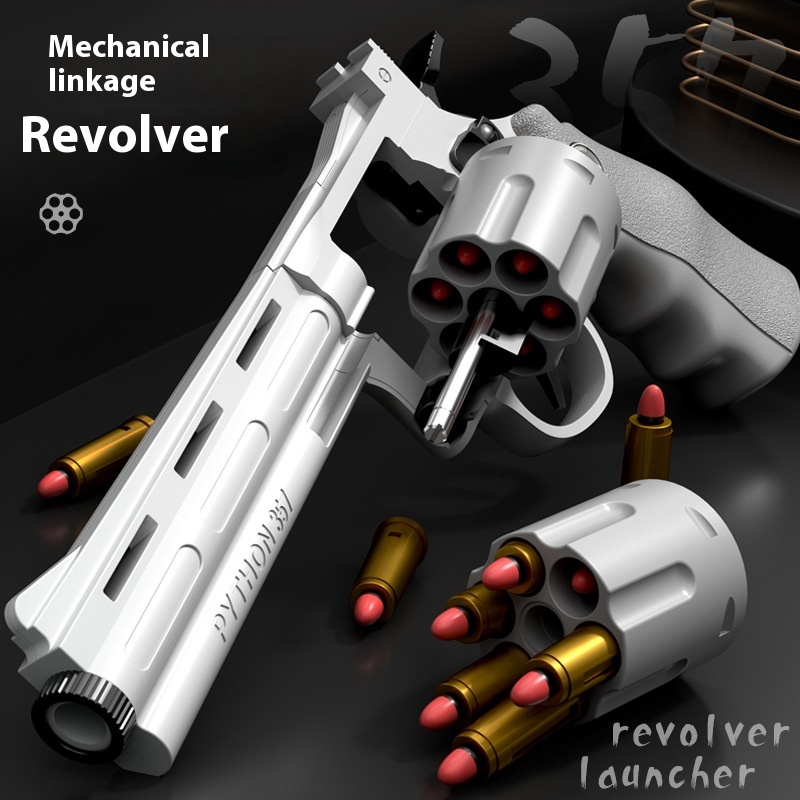 Magnum Linkage Burst Revolver Soft Bullet Gun One-button Ejection Revolver Toy Soft Bullet Gun Children's Toy Gun