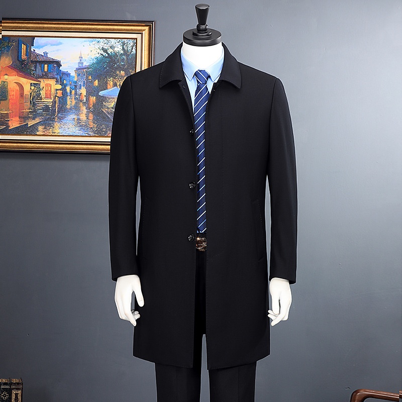 Trenchcoat Men's Mid-length Autumn And Winter Clothes Middle-aged Business Men's Coat Dad's Thin Casual Coat For Men