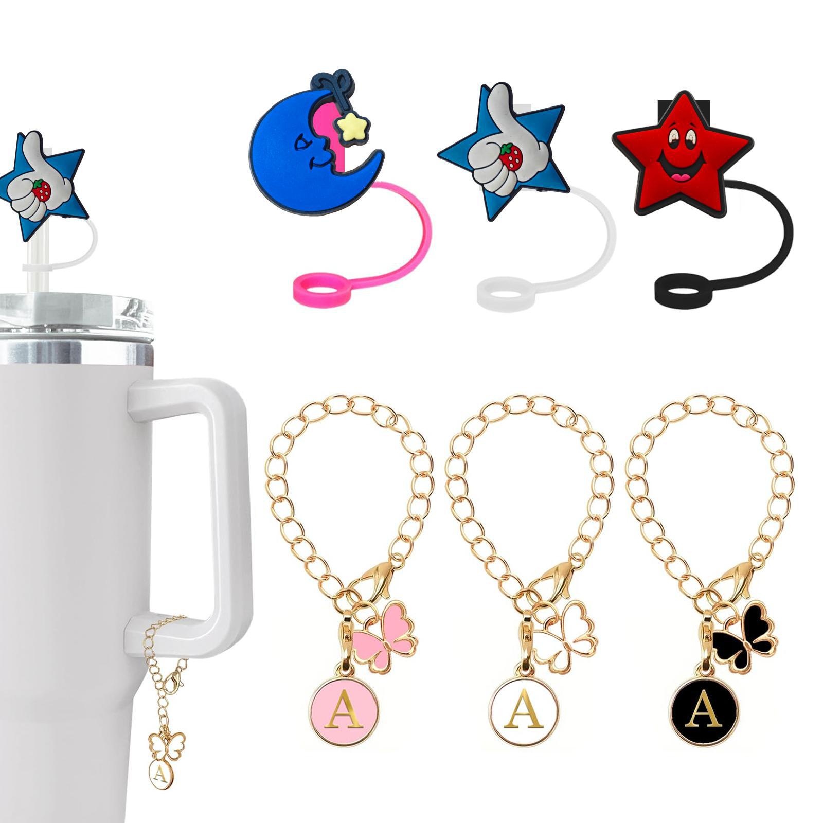 Stars And Moon Stanley Straw Hat26 Letter Chain Set Straw Hat Stanley Cup Accessories