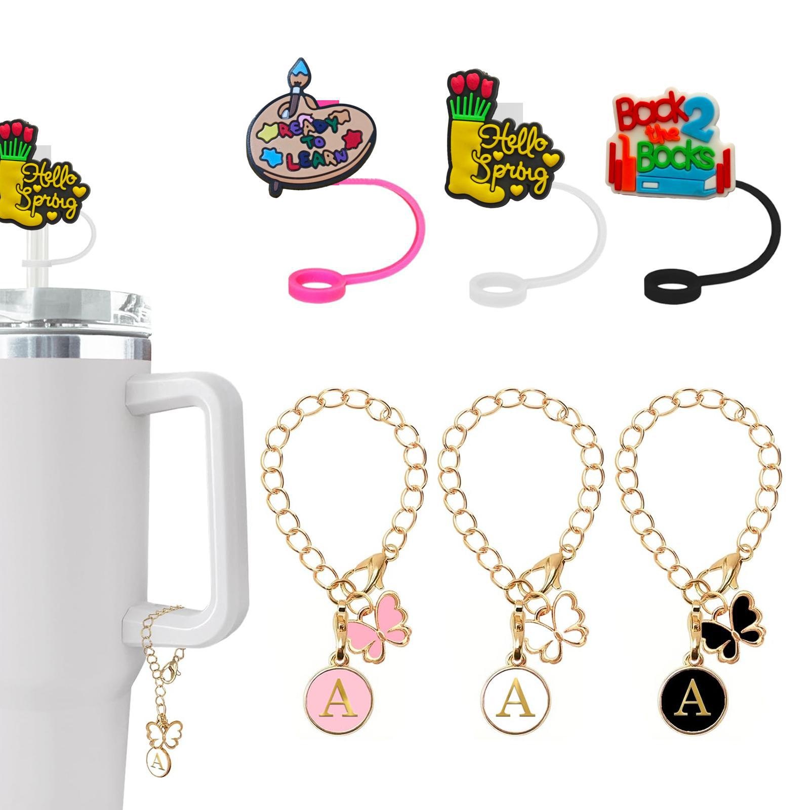 School Supplies1stanley Straw Hat26 Letter Chain Set Stanley Cup Chain Water Cup Accessories