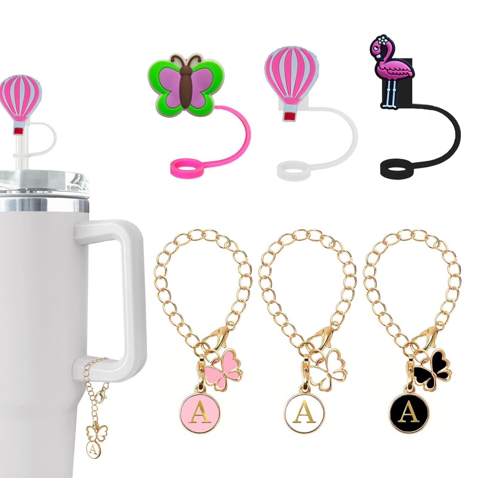 Summer Seaside Stanley Straw Hat26 Letter Chain Set Xiyin Water Cup Accessories Straw Hat Stanley