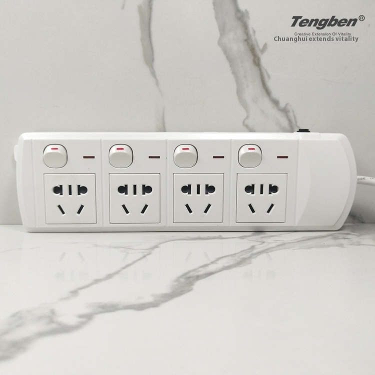 Multi-hole Multi-socket National Standard Plug With Independent Switch And Overload Protection To Extend2-5 Meters Power Cord Strip