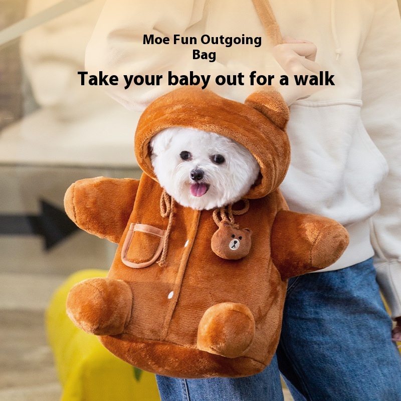 Cat Dog Outing Bag Pet Warm Windproof Bear Cute Cute Messenger Bag Cat Bag Dog Messenger Bag
