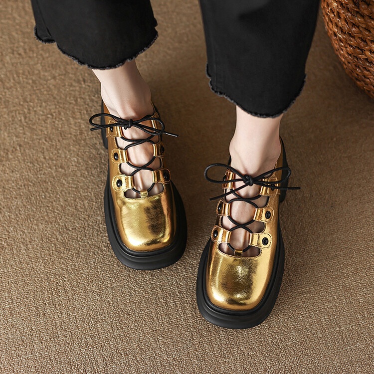 ~Slim~Spring And Summer Roman Style Straps Hollow Thick-soled Wedge Heels Women's Single Shoes High Heels Fashion Platform Shoes Gold And Silver