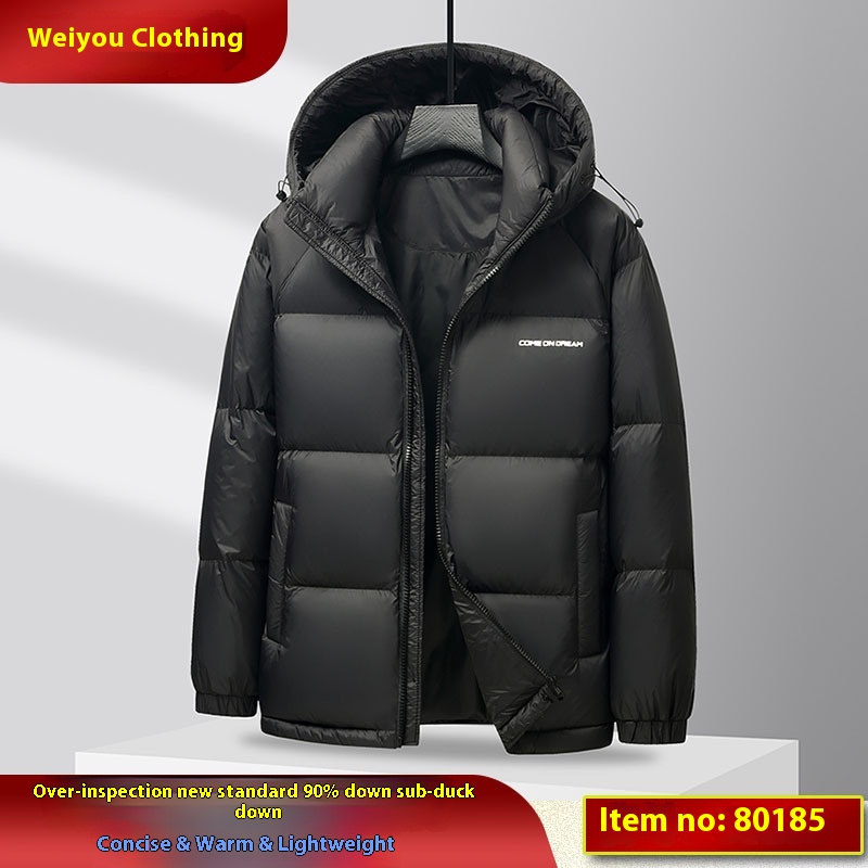 National Standard90 Duck Down Jacket With Hood,Thick And Warm Down Jacket,Simple And Fashionable Bread Clothes,Weiyou Clothing