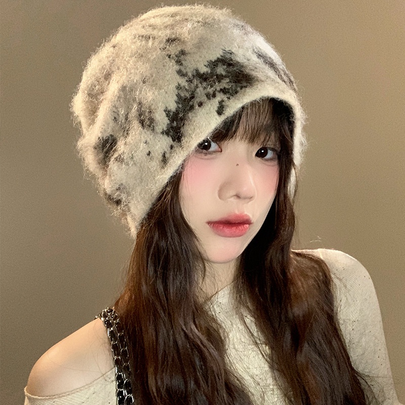 Pile Hats,Cold Hats,Large Head Circumference,Small Face Knitted Hats For Women,Style,Fashionable,Stylish,Autumn And Winter,Korean Style