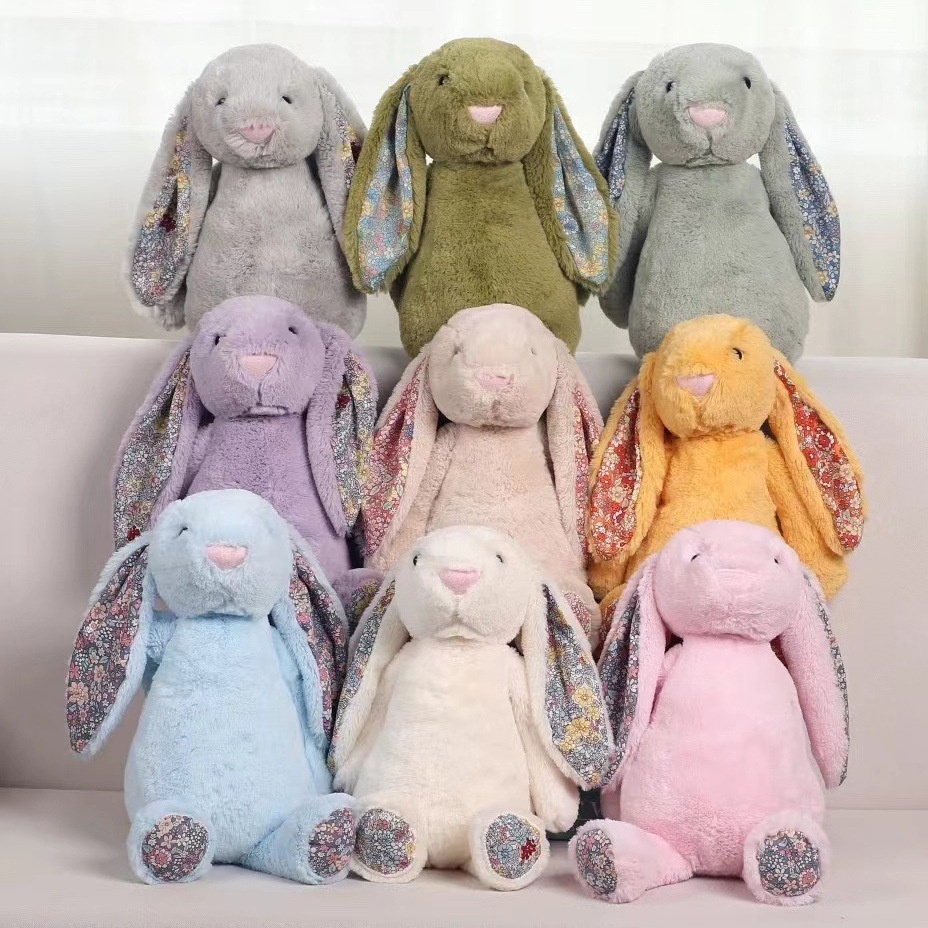 Bonnie Bunny Plush Doll Floral Lop-eared Rabbit Toy Doll Leather Shell Gift Girl Doll