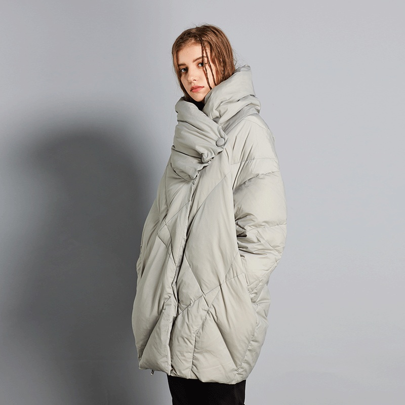Buri Original Winter Long Thick High Collar Women's Down Jacket Cape Type Large Size Women's Coat