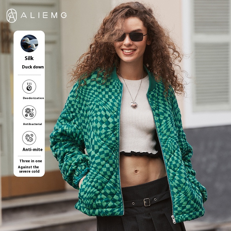 Velvet Quilted Down Jacket Women Autumn And Winter Thin Long-sleeved Jacket Loose Thickened Baseball Jacket