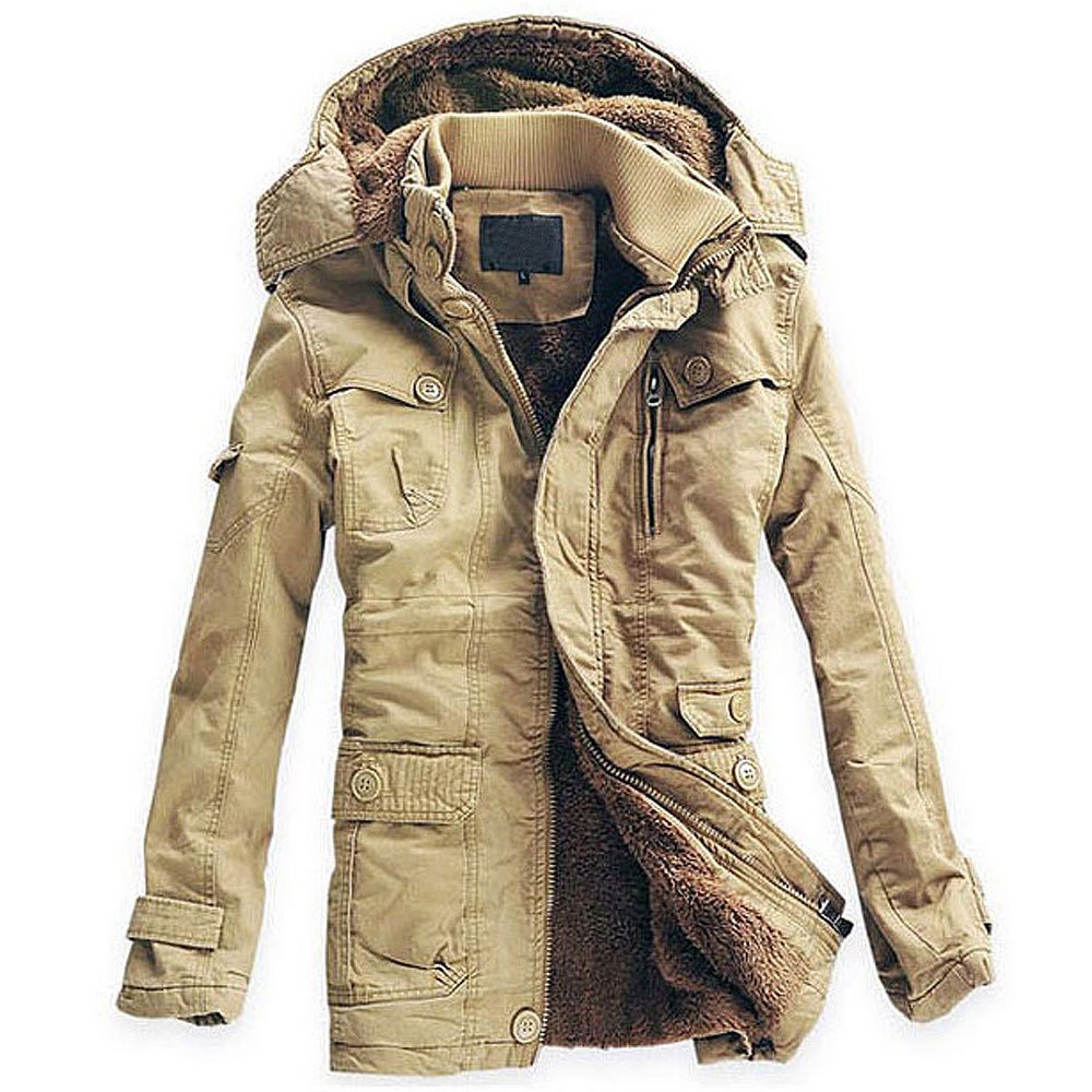 Direct Of European And American Fashion Large Size Cotton Coat Winter Plus Velvet Thickened Medium And Long Warm Coat Fashionable Men's Clothing