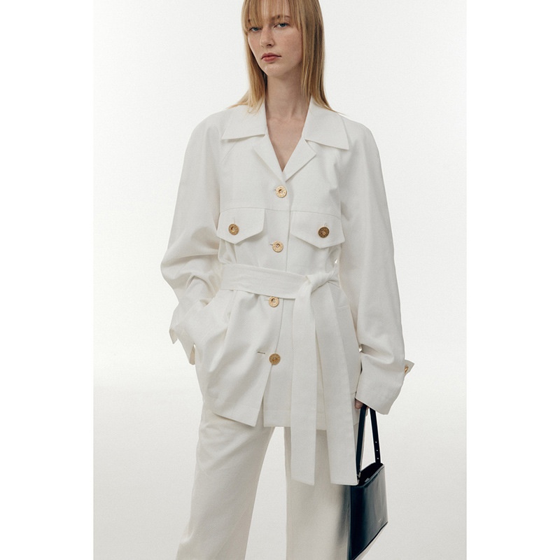 韩版low Classi*腰带外套女口袋多扣夹克上衣小众