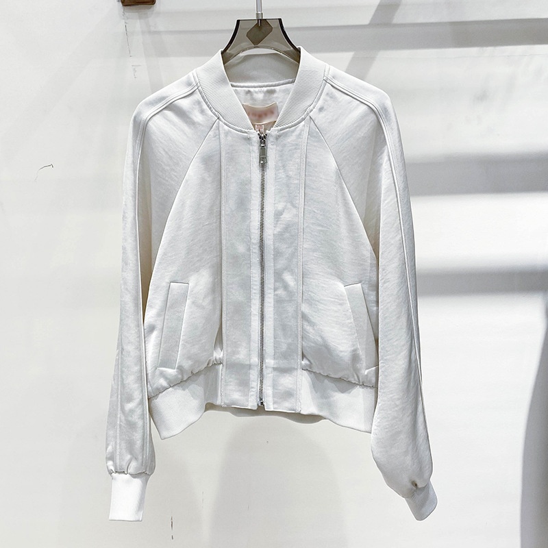 Spring Women's Casual Glossy Material Tops Autumn Women's Short Baseball Jacket Women