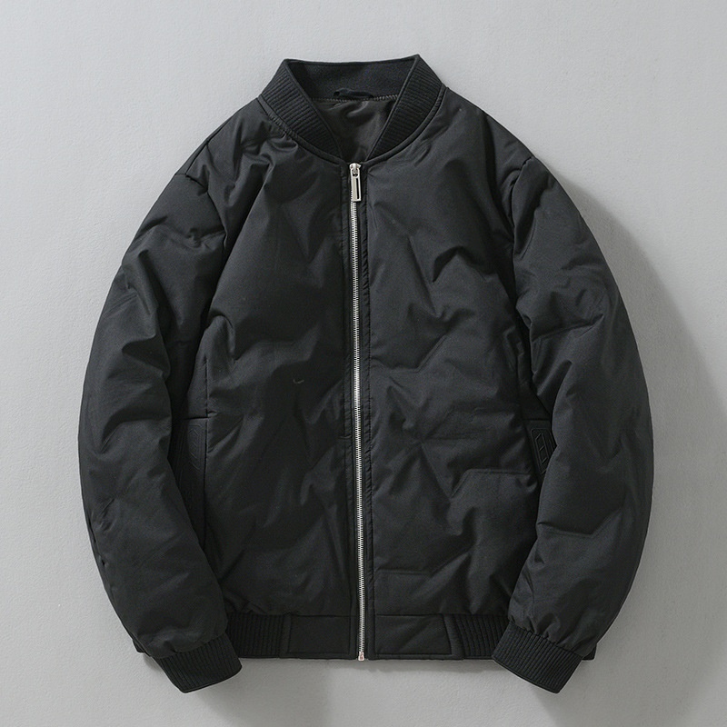 Winter Handsome Simple Thin Down Jacket Men's Baseball Collar Casual Loose Warm Business Jacket Men