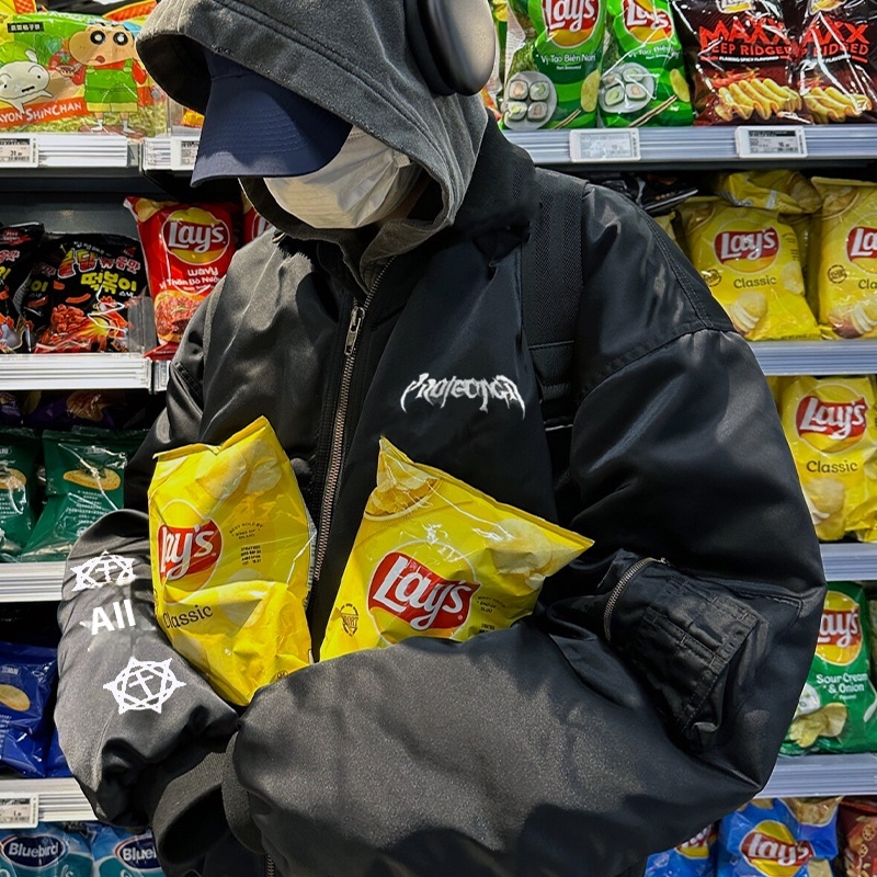 GRAILZFKAmericany Brand VIBEThickened Flight Jacket Baseball Jacket BOMBERDown Cotton Jacket MA1 Coat