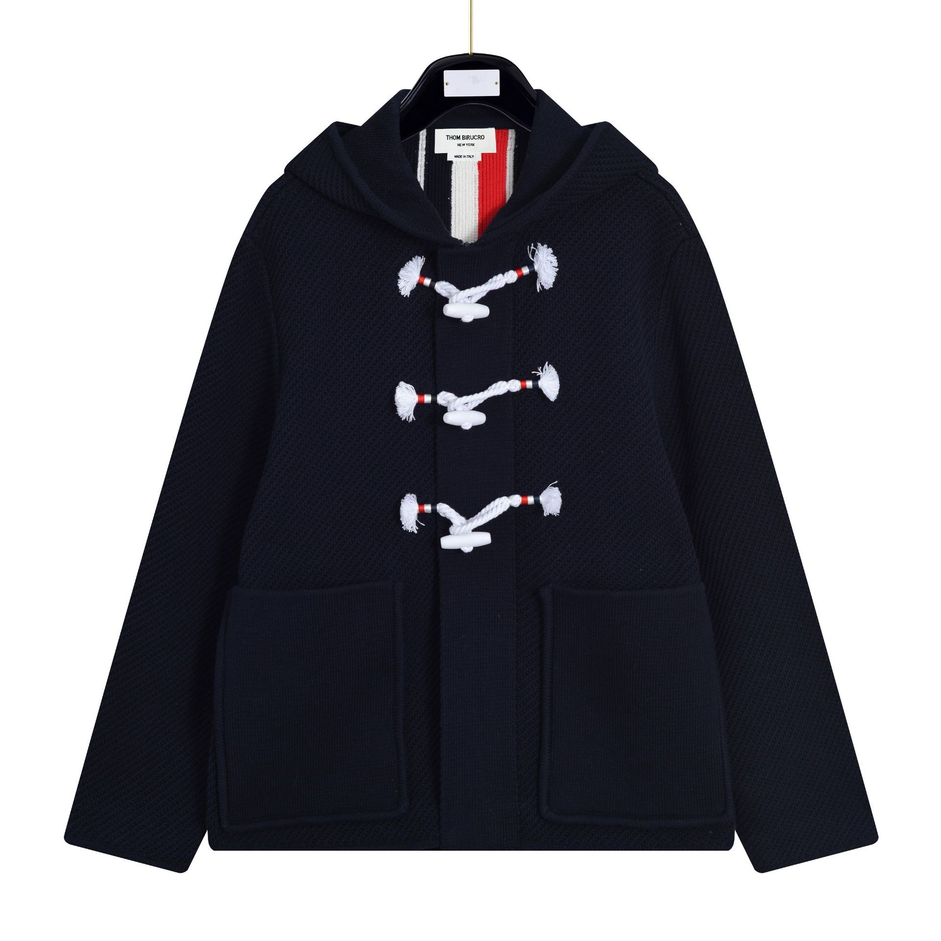 THOMBIRUCROAutumn And Winter Women's Hooded Jacket TBHorn Button Hooded Jacket Casual Hooded Top