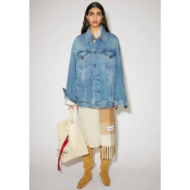 European And American Street Cotton Single-breasted Loose Retro Denim Solid Blue Lapel Unisex Denim Jacket