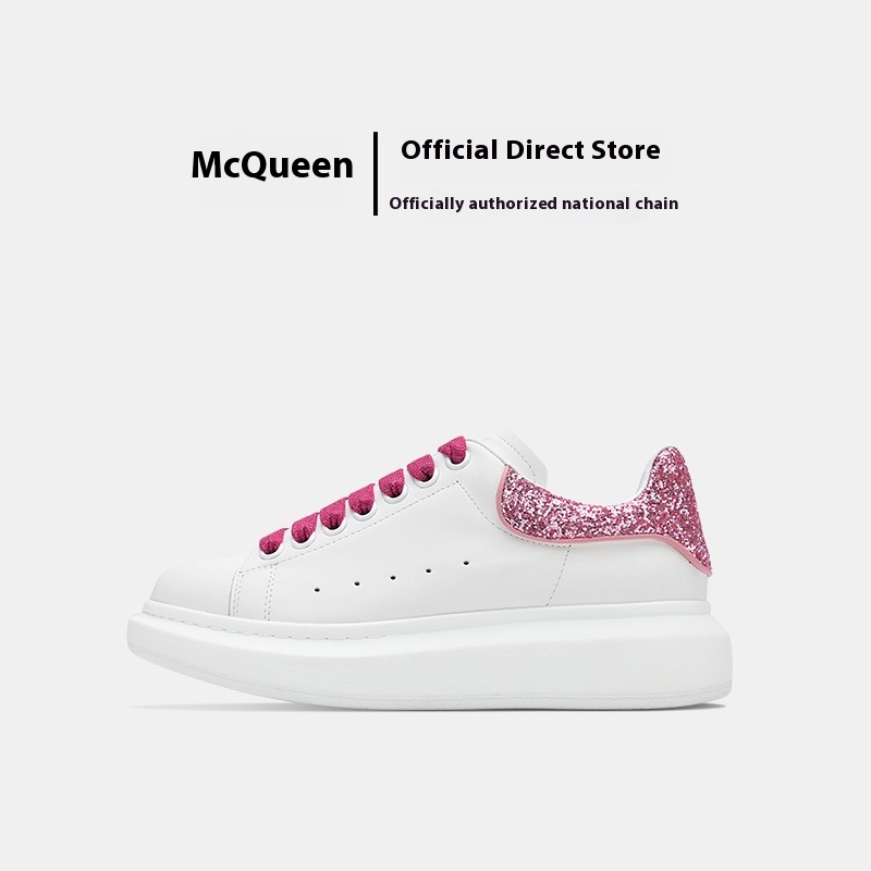 Mc Queen White Shoes Spring And Summer Women's Shoes Fashionable And Versatile Sports Shoes Net Celebrity Platform Genuine Leather Thick-soled Shoes