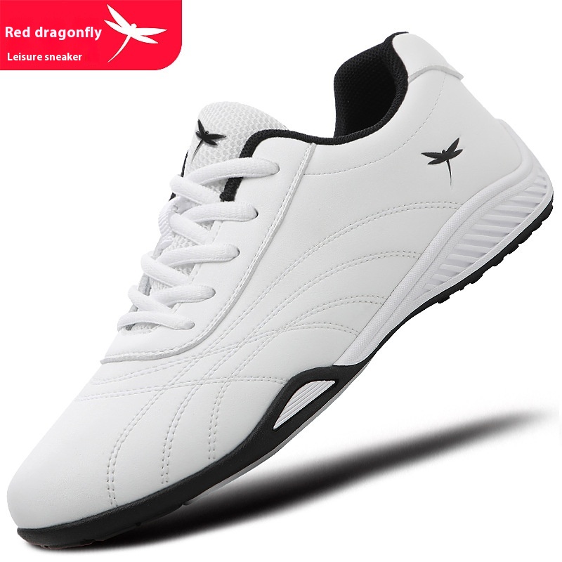 Red Dragonfly Men's Shoes Spring Sneaker Men's Soft Bottom Leather Waterproof White Shoes Non-Slip Running Leisure Travel Shoes