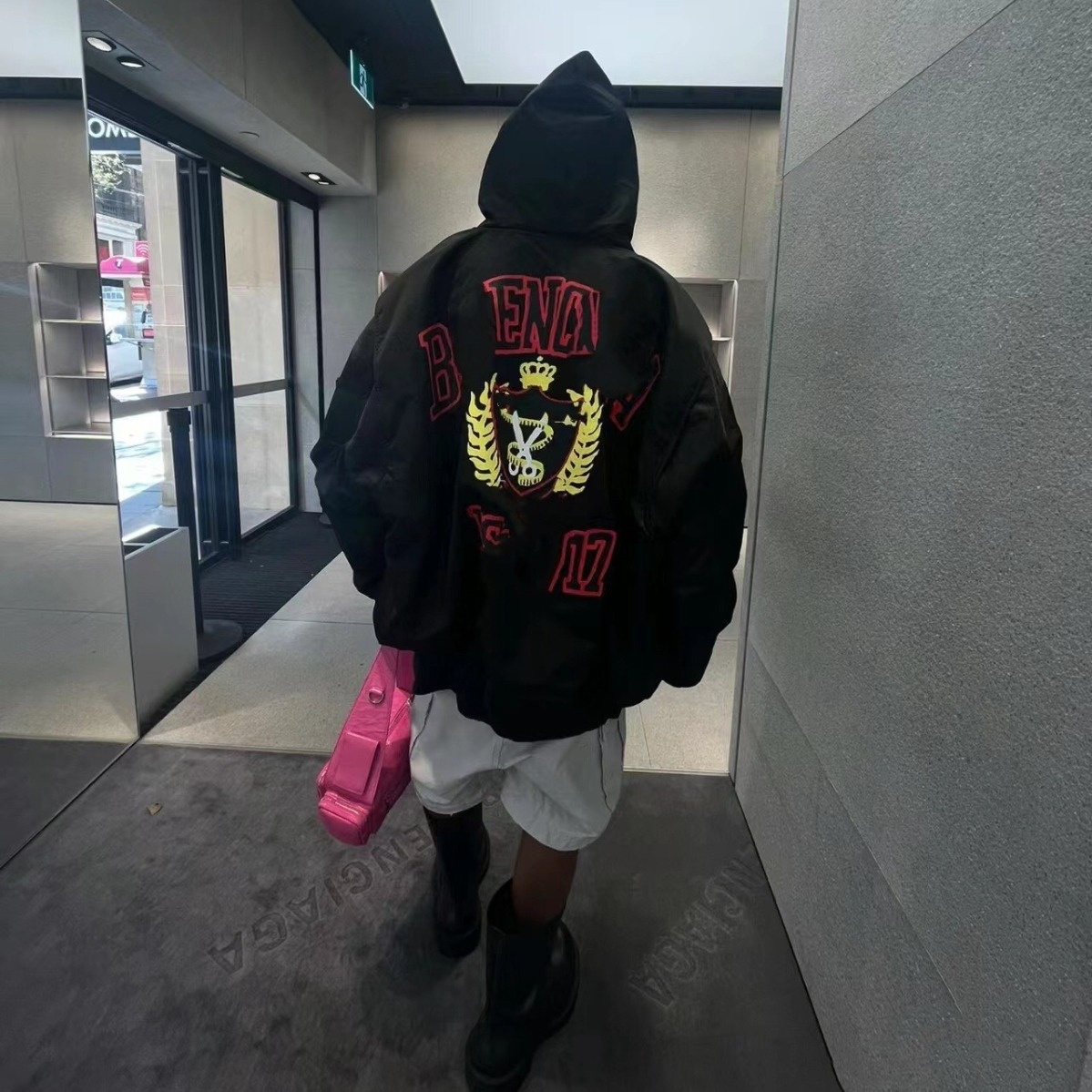 High Version Luxury Paris BAutumn And Winter Print Flight Jacket Style Hip Hooded Jacket Unisex